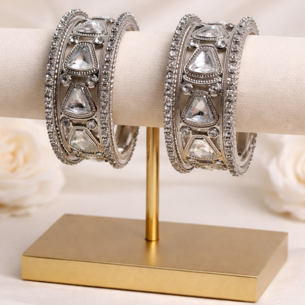 Zilvere Kundan Kangan Set  - Heervanshi