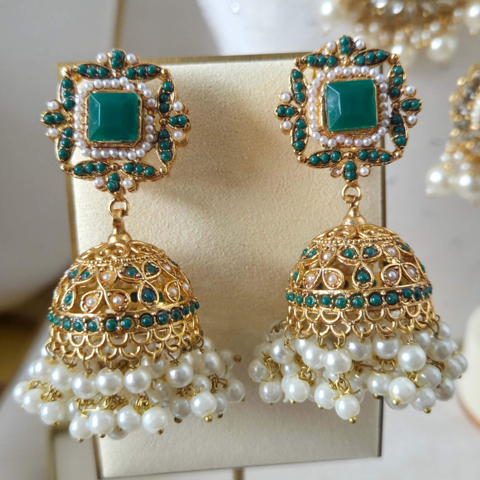 Noratan  Jhumki - Green D1