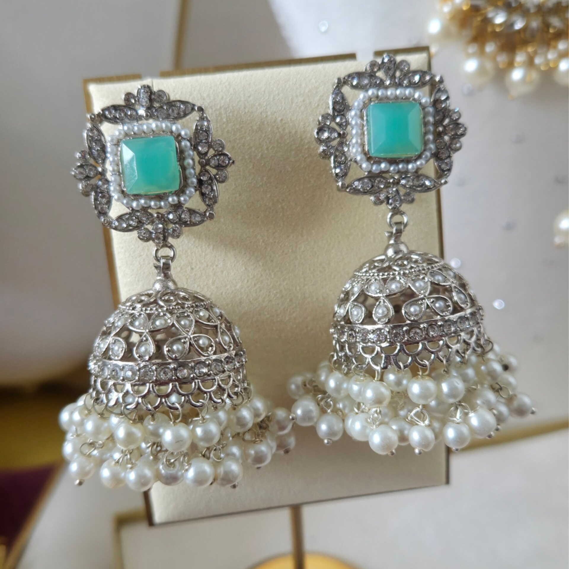 Noratan Jhumki - Mint Silver D2