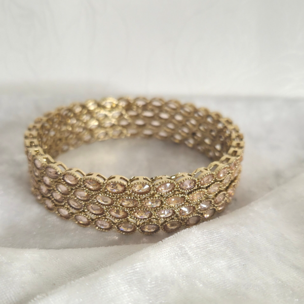 Drop Polki Bangle set - Champagne