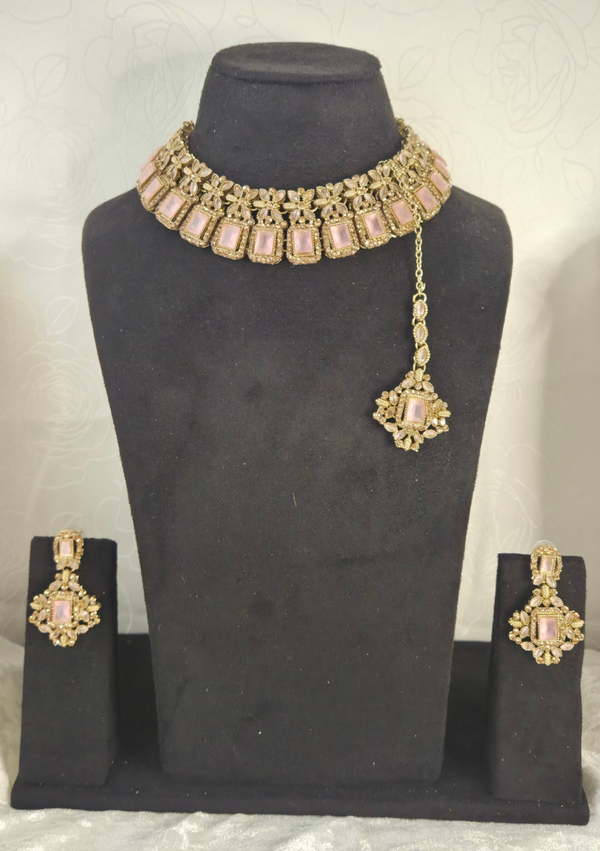 American Diamond set - Baby Pink