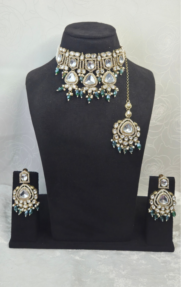 Kundan Heerandi set - Dark Green