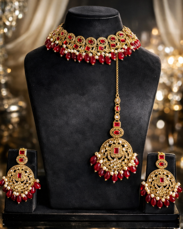 Nikitha  Set - Ruby red