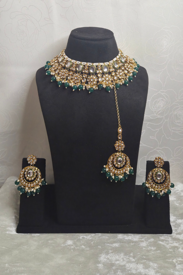 Kundan Amaliya set - Green
