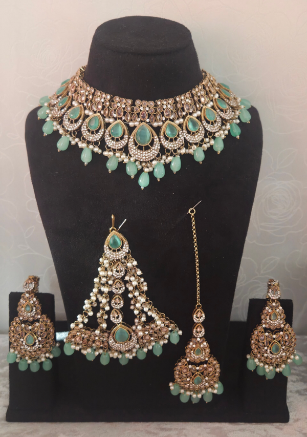 AD Polki Jhoomer set gold - Mint