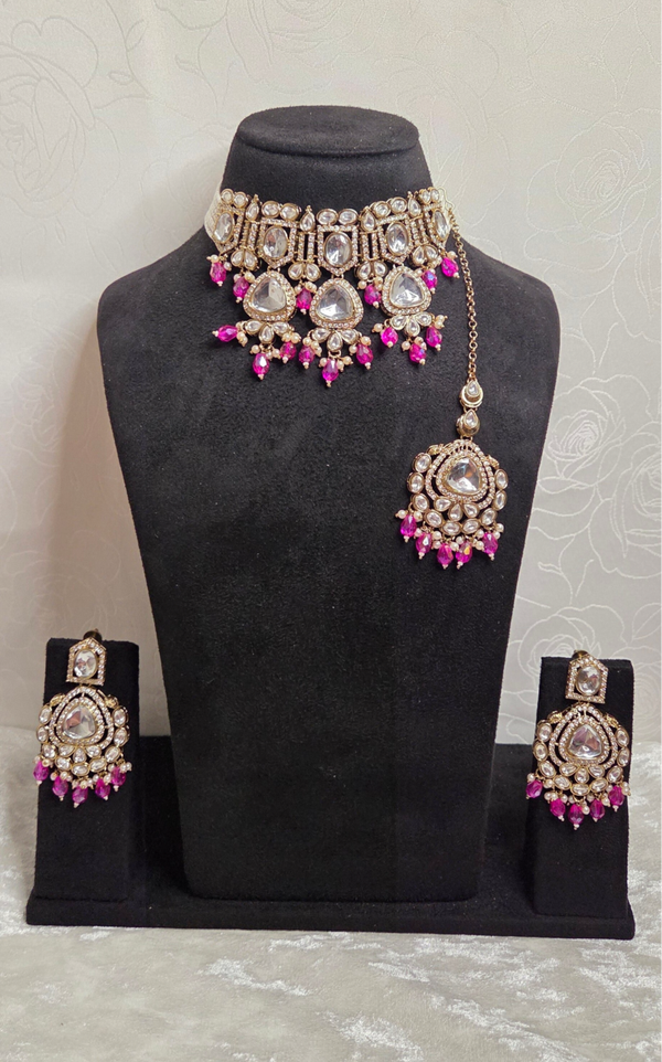 Kundan Heerandi set - Fucshia