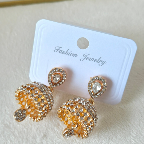 Gold jhumki - Crystal