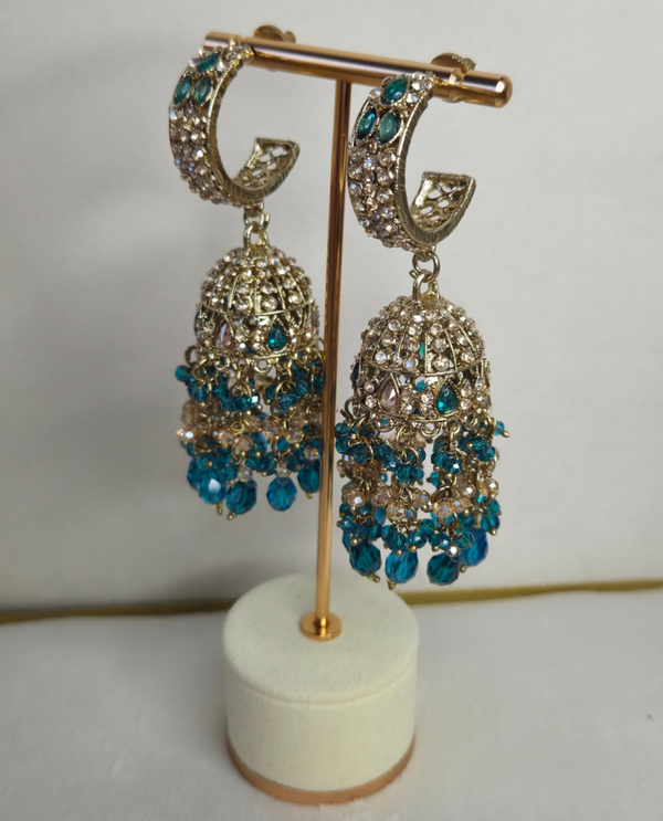 AD Jhumka - Aqua blue