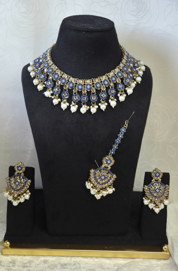 AD Polki Set - Royal Blue
