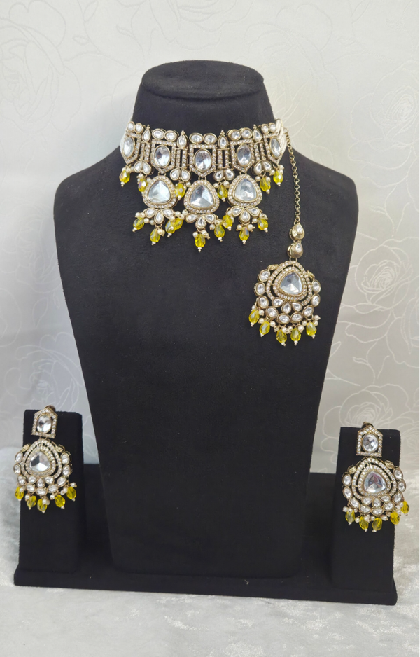Kundan Heerandi set - Yellow