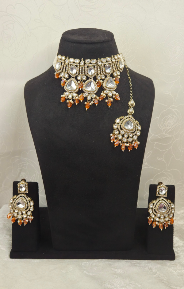 Kundan Heerandi set - Orange