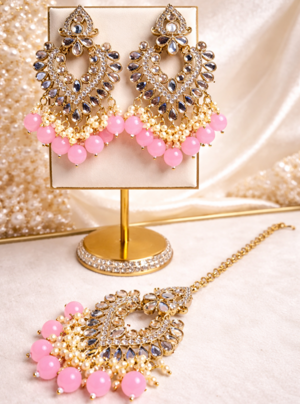 Maang teeka - Shivani - Pink