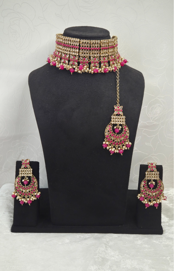 AD Polki set - Fucshia