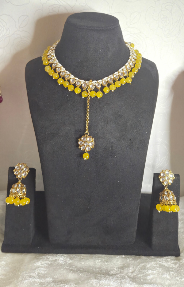 Kundan Set Heermaliya - Yellow