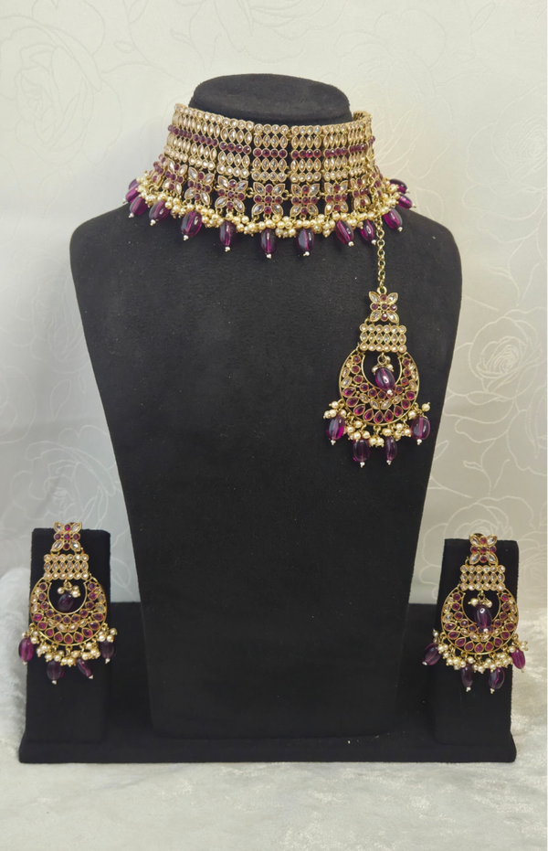 AD Polki set - Purple