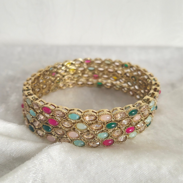 Drop Polki Bangle set - Multi