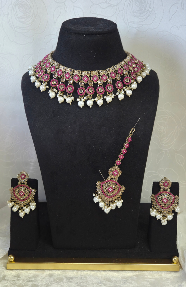 AD Polki Set - Fuchsia