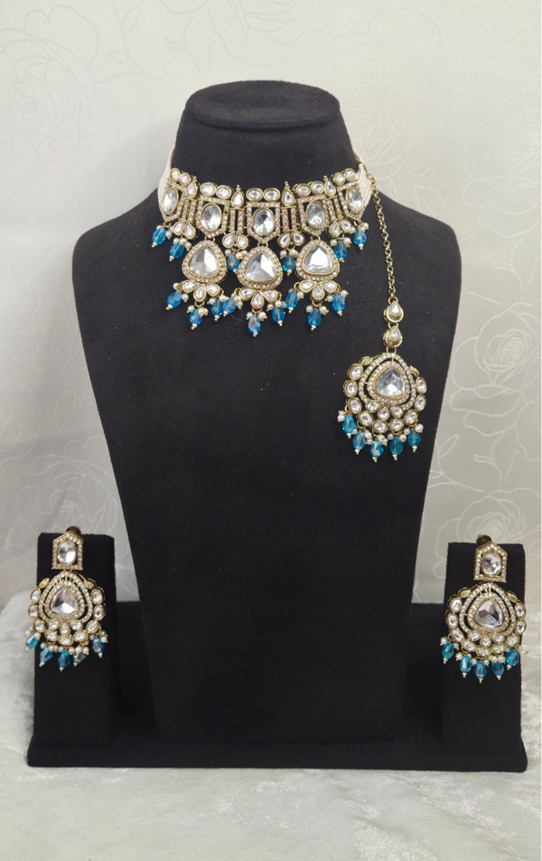 Kundan Heerandi set - Baby Blue