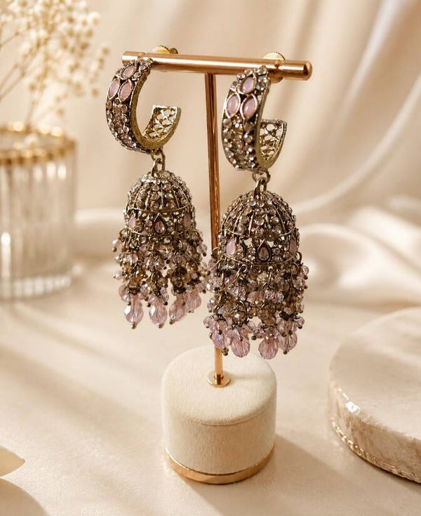 AD Jhumka - Baby pink