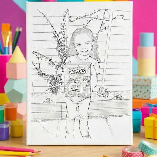 Personalised Paint Your Own Canvas from Photo – Custom DIY Painting Canvas for Kids & Adults | Memory Keepsake Art Activity