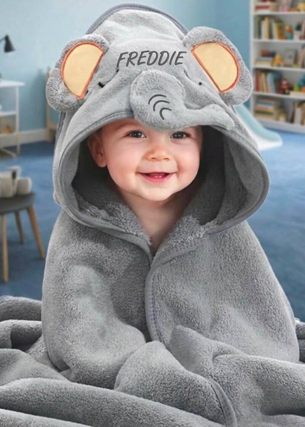 Personalised elephant baby towel