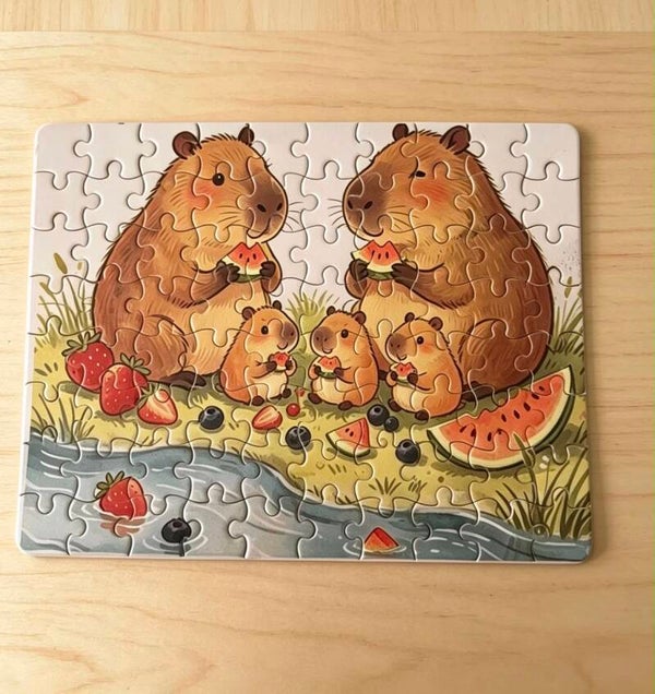 80-Piece Capybara Family Jigsaw Puzzle | Cute Animal Children’s Puzzle | Woodland Wildlife Puzzle | Educational Kids Gift | Family Activity | Capybara Gift