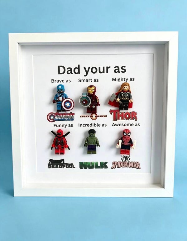 Personalised Superhero-Inspired Dad Shadow Box Frame – Unique Gift for Dad