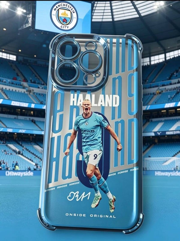 Manchester City Erling Haaland iPhone 14 Pro Case – Sky Blue Man City Football Phone Cover