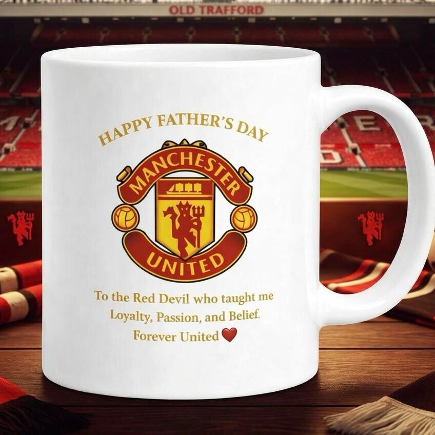 Manchester United Father’s Day Mug for Dad – Man United Football Fan Coffee Mug – Red Devils Supporter Gift – Manchester United Present for Fathers Day