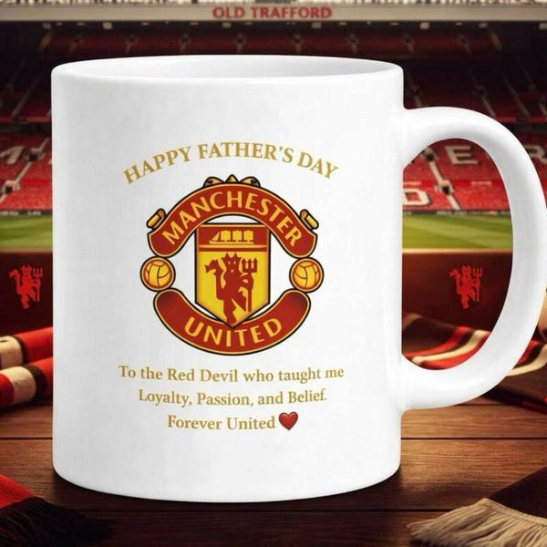 Manchester United Father’s Day Mug for Dad – Man United Football Fan Coffee Mug – Red Devils Supporter Gift – Manchester United Present for Fathers Day