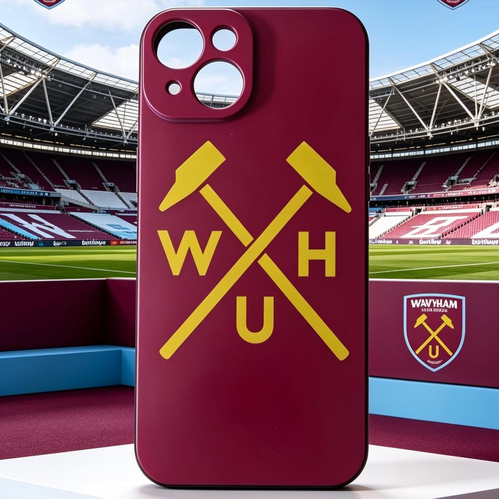 West Ham United iPhone 14 Case – Claret & Gold Hammers Design | Premium Shockproof Football Phone Cover for Hammers Fans