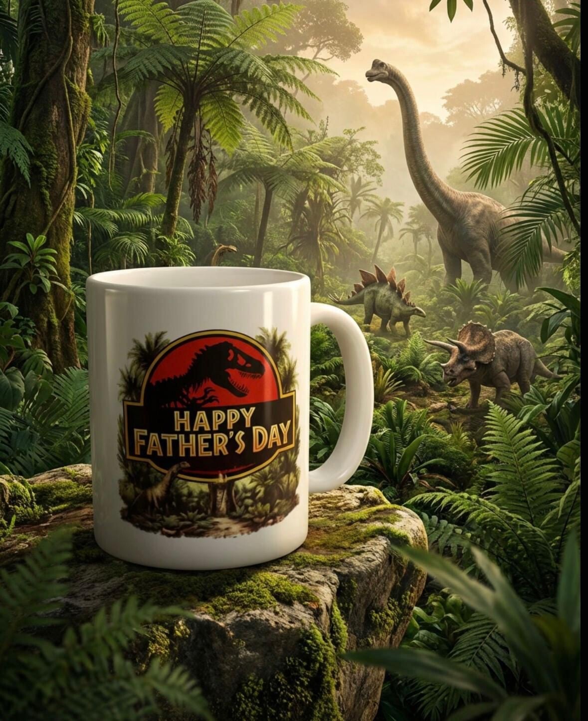 Dinosaur Father's Day Mug – Jurassic Style Coffee Cup Gift for Dad