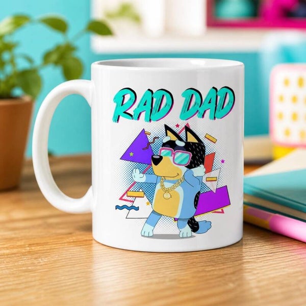 Rad Dad Mug – Bluey-Inspired Cartoon Style Coffee Cup