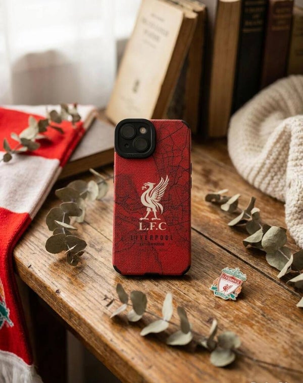 Liverpool FC iPhone 13 Case | Red Textured Crest Cover | Football Fan Accessory