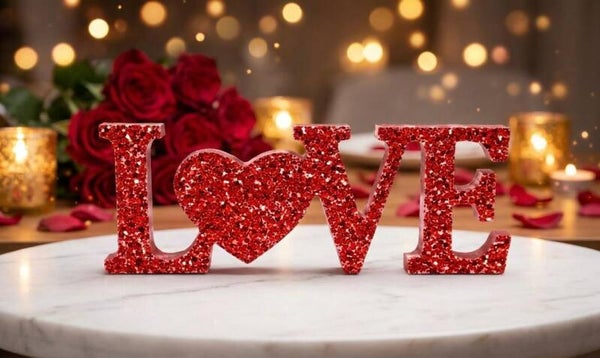 Freestanding Love Sign Decoration, Epoxy home decor, Table centrepiece, romantic accessory