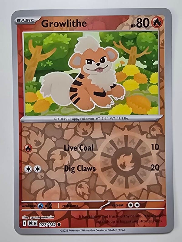 GROWLITHE (DESTINED RIVALS 027/182) (REVERSE HOLO) (TRADING CARD)