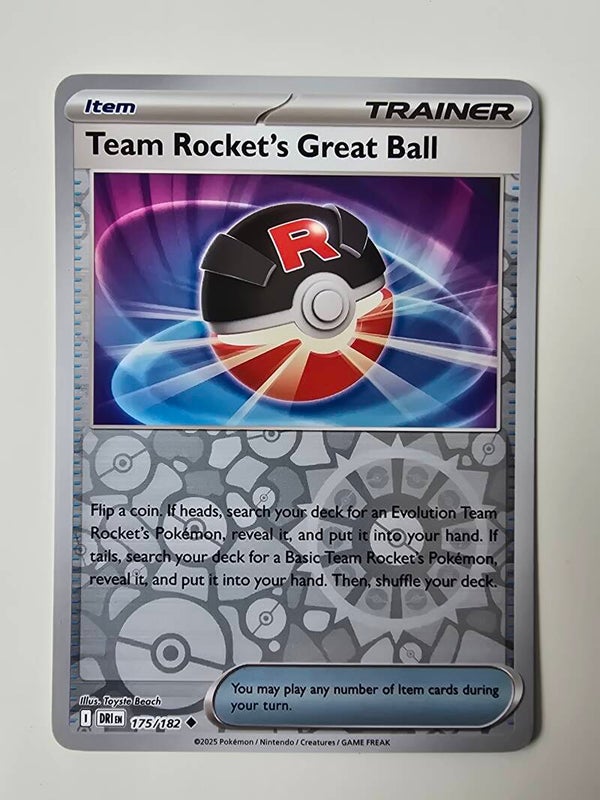 TEAM ROCKET'S GREAT BALL (DESTINED RIVALS 175/182) (REVERSE HOLO) (TRADING CARD)
