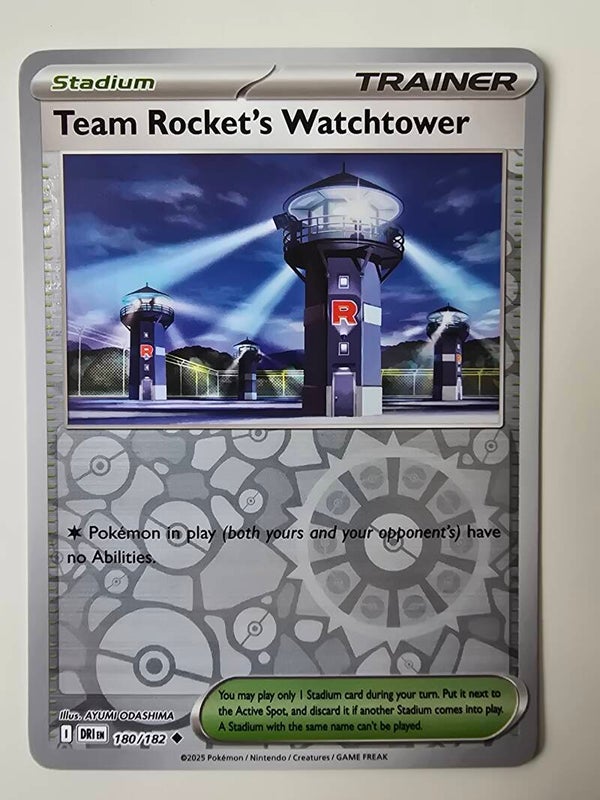 TEAM ROCKET'S WATCHTOWER (DESTINED RIVALS 180/182) (REVERSE HOLO) (TRADING CARD)