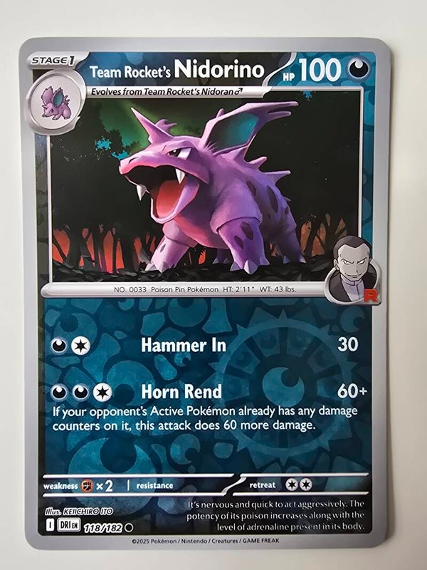 TEAM ROCKET'S NIDORINO (DESTINED RIVALS 118/182) (REVERSE HOLO) (TRADING CARD)