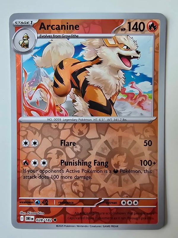 ARCANINE (DESTINED RIVALS 028/182) (REVERSE HOLO) (TRADING CARD)