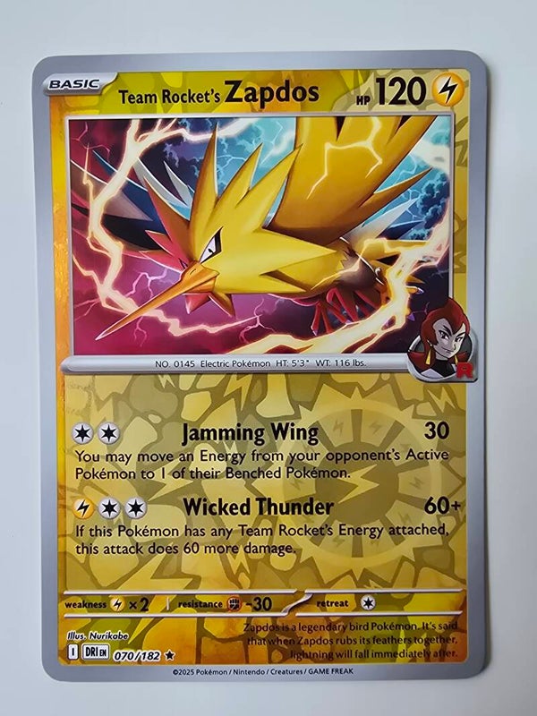 TEAM ROCKET'S ZAPDOS (DESTINED RIVALS 070/182) (REVERSE HOLO) (TRADING CARD)