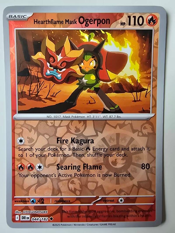 HEARTHFLAME MASK OGERPON (DESTINED RIVALS 044/182) (REVERSE HOLO) (TRADING CARD)