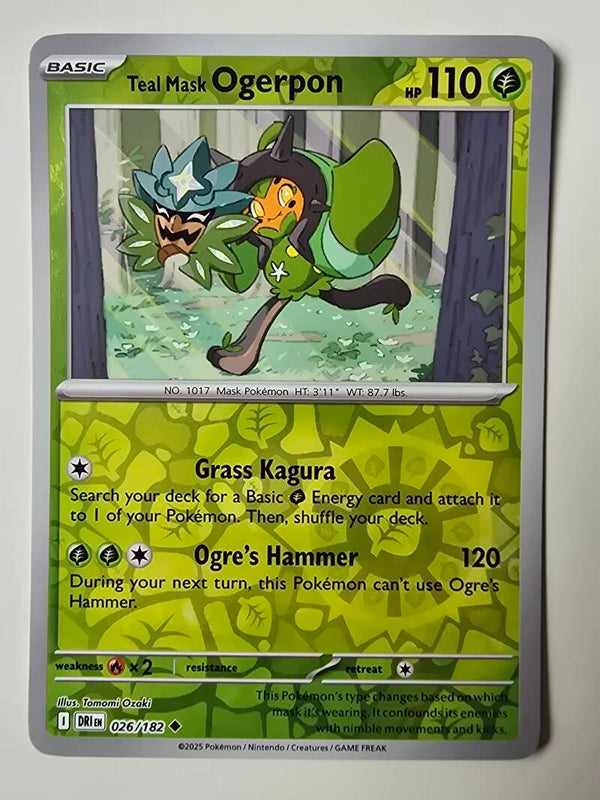 TEAL MASK OGERPON (DESTINED RIVALS 026/182) (REVERSE HOLO) (TRADING CARD)