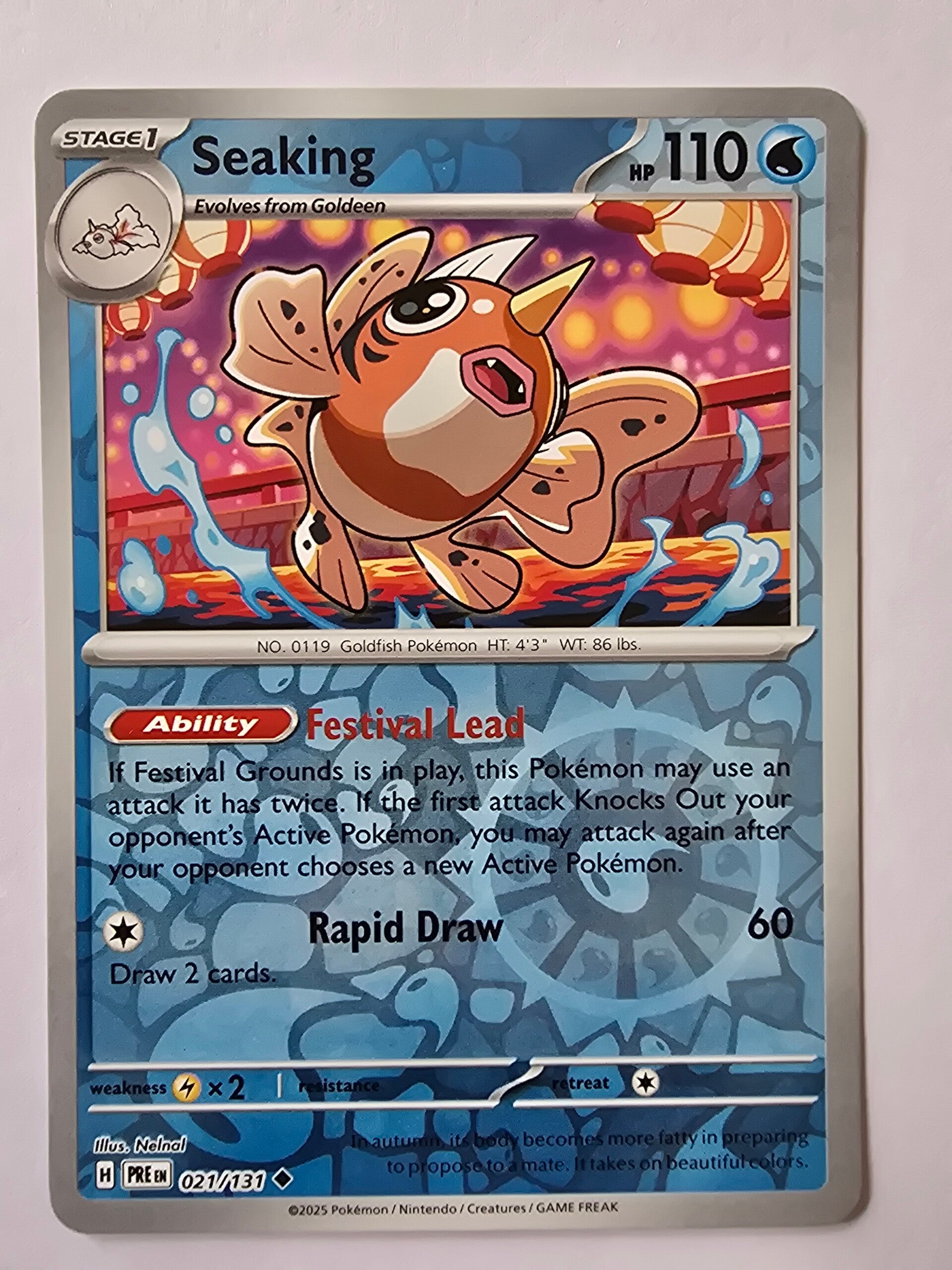 SEAKING (PRISMATIC EVOLUTIONS 021/131) (REVERSE HOLO) (TRADING CARD)