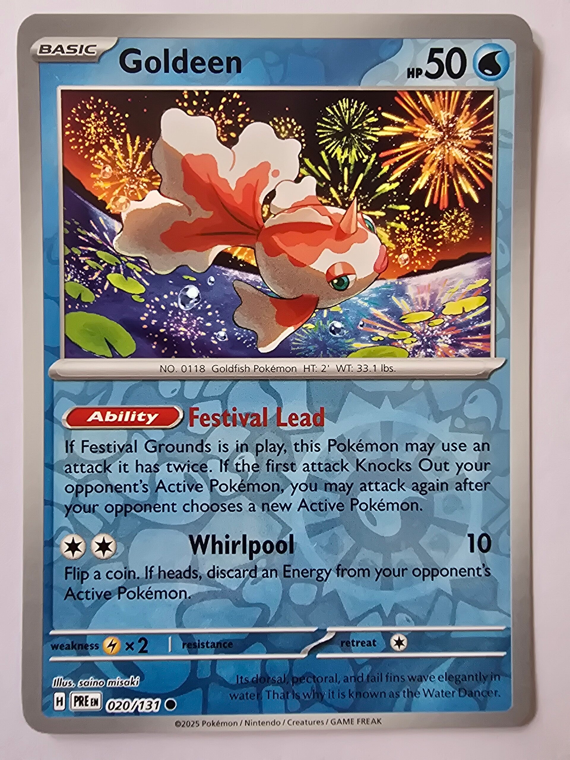 GOLDEEN (PRISMATIC EVOLUTIONS 020/131) (REVERSE HOLO) (TRADING CARD)