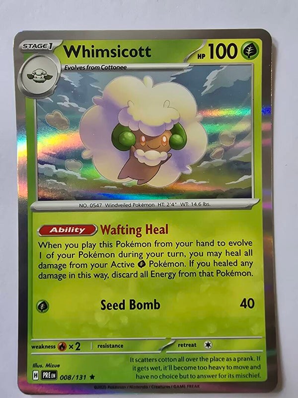 WHIMSICOTT (PRISMATIC EVOLUTIONS 008/131) (HOLO) (TRADING CARD)
