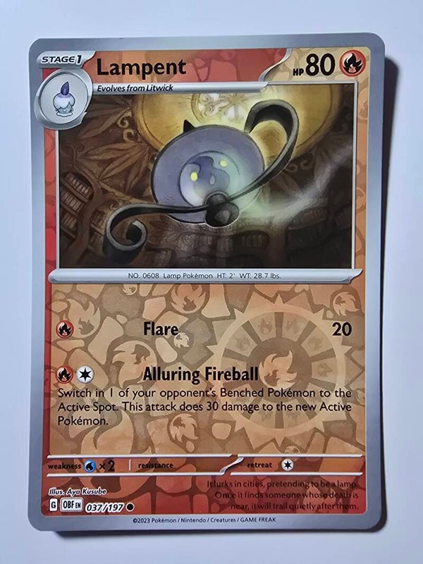LAMPENT (OBSIDIAN FLAMES 037/197) (REVERSE HOLO) (TRADING CARD)