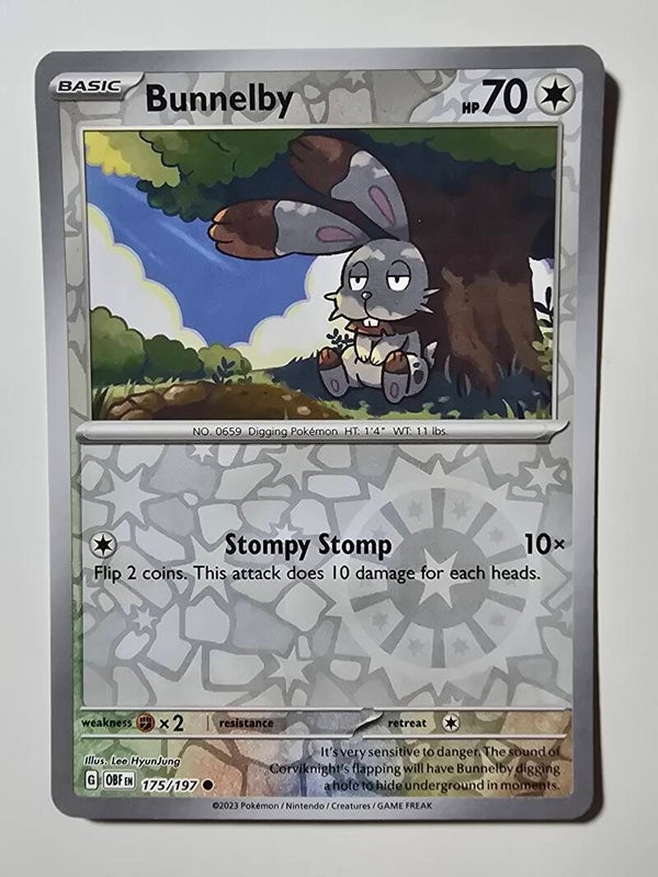 BUNNELBY (OBSIDIAN FLAMES 175/197) (REVERSE HOLO) (TRADING CARD)