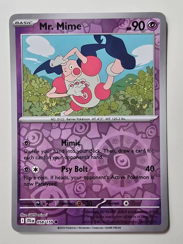 MR. MIME (JOURNEY TOGETHER 058/159) (REVERSE HOLO) (TRADING CARD)