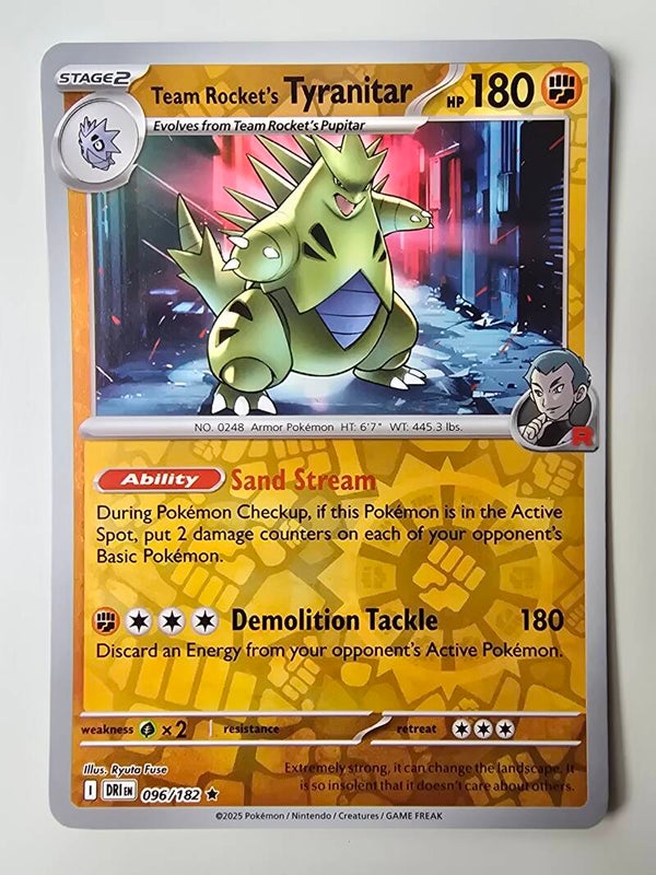 TEAM ROCKET'S TYRANITAR (DESTINED RIVALS 096/182) (REVERSE HOLO) (TRADING CARD)